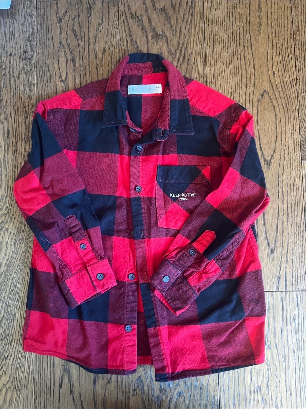 Zara Red and Black Plaid Button-Down Shirt
